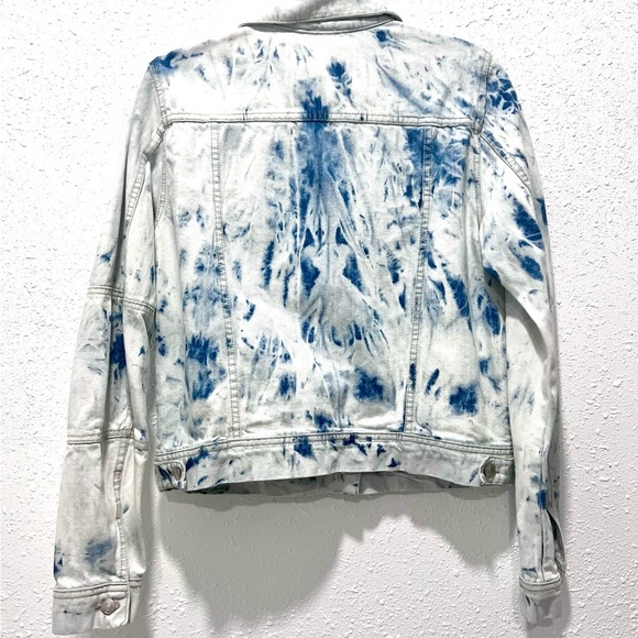 Free People acid Indigo and White Denim Jacket Large - Picture 5 of 7